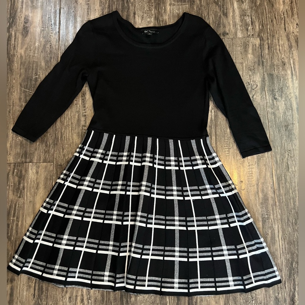 BCX Black and White Checkered Kids Dress